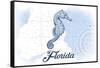 Florida - Seahorse - Blue - Coastal Icon-Lantern Press-Framed Stretched Canvas