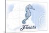 Florida - Seahorse - Blue - Coastal Icon-Lantern Press-Stretched Canvas