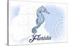 Florida - Seahorse - Blue - Coastal Icon-Lantern Press-Stretched Canvas