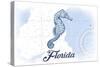 Florida - Seahorse - Blue - Coastal Icon-Lantern Press-Stretched Canvas