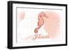 Florida - Seahorse - Coral - Coastal Icon-Lantern Press-Framed Art Print