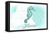 Florida - Seahorse - Teal - Coastal Icon-Lantern Press-Framed Stretched Canvas