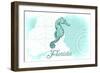 Florida - Seahorse - Teal - Coastal Icon-Lantern Press-Framed Art Print