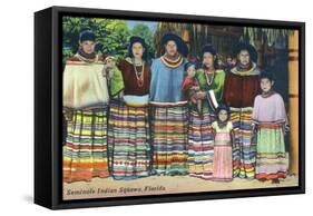 Florida - Seminole Indian Ladies-Lantern Press-Framed Stretched Canvas