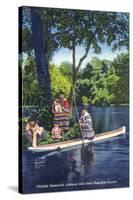 Florida - Seminole Indians by a Dug-Out Canoe-Lantern Press-Stretched Canvas