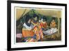 Florida - Seminole Ladies Making Colorful Clothing-Lantern Press-Framed Art Print