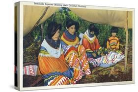 Florida - Seminole Ladies Making Colorful Clothing-Lantern Press-Stretched Canvas