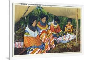 Florida - Seminole Ladies Making Colorful Clothing-Lantern Press-Framed Art Print