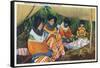 Florida - Seminole Ladies Making Colorful Clothing-Lantern Press-Framed Stretched Canvas