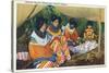 Florida - Seminole Ladies Making Colorful Clothing-Lantern Press-Stretched Canvas