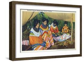 Florida - Seminole Ladies Making Colorful Clothing-Lantern Press-Framed Art Print