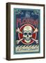 Florida - Skull and Crossbones-Lantern Press-Framed Art Print