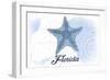 Florida - Starfish - Blue - Coastal Icon-Lantern Press-Framed Art Print