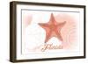 Florida - Starfish - Coral - Coastal Icon-Lantern Press-Framed Art Print