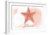 Florida - Starfish - Coral - Coastal Icon-Lantern Press-Framed Art Print