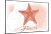 Florida - Starfish - Coral - Coastal Icon-Lantern Press-Mounted Art Print