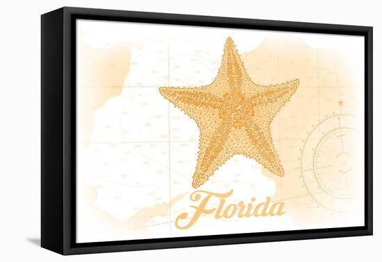 Florida - Starfish - Yellow - Coastal Icon-Lantern Press-Framed Stretched Canvas