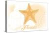 Florida - Starfish - Yellow - Coastal Icon-Lantern Press-Stretched Canvas