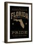 Florida State Pride - Gold on Black-Lantern Press-Framed Art Print