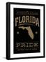 Florida State Pride - Gold on Black-Lantern Press-Framed Art Print