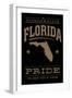 Florida State Pride - Gold on Black-Lantern Press-Framed Art Print