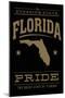 Florida State Pride - Gold on Black-Lantern Press-Mounted Art Print