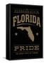 Florida State Pride - Gold on Black-Lantern Press-Framed Stretched Canvas