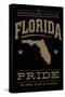 Florida State Pride - Gold on Black-Lantern Press-Stretched Canvas