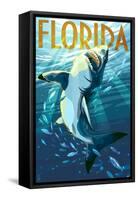 Florida - Stylized Shark-Lantern Press-Framed Stretched Canvas