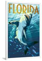 Florida - Stylized Shark-Lantern Press-Framed Art Print