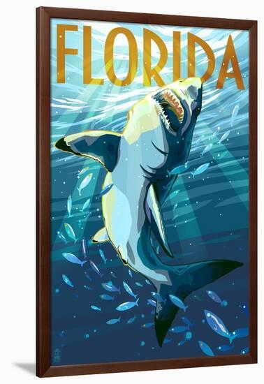 Florida - Stylized Shark-Lantern Press-Framed Art Print