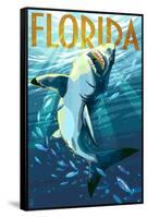 Florida - Stylized Shark-Lantern Press-Framed Stretched Canvas