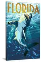 Florida - Stylized Shark-Lantern Press-Stretched Canvas