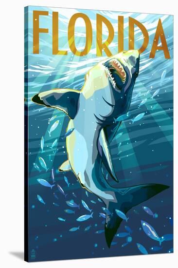 Florida - Stylized Shark-Lantern Press-Stretched Canvas