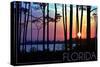 Florida - Sunset and Silhouette-Lantern Press-Stretched Canvas