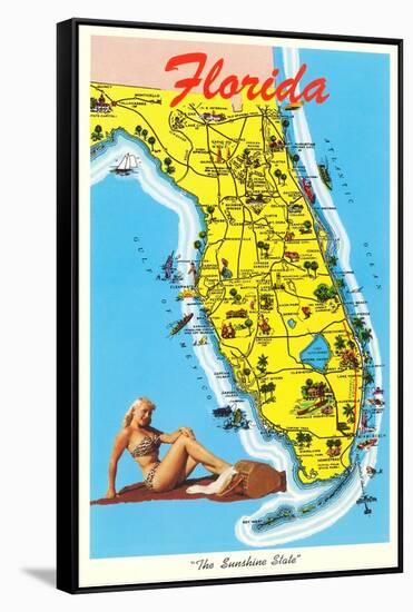 Florida Tourist Map-null-Framed Stretched Canvas