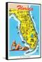 Florida Tourist Map-null-Framed Stretched Canvas