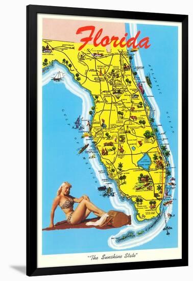 Florida Tourist Map-null-Framed Art Print