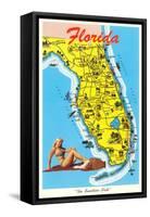 Florida Tourist Map-null-Framed Stretched Canvas