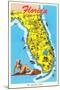 Florida Tourist Map-null-Mounted Art Print