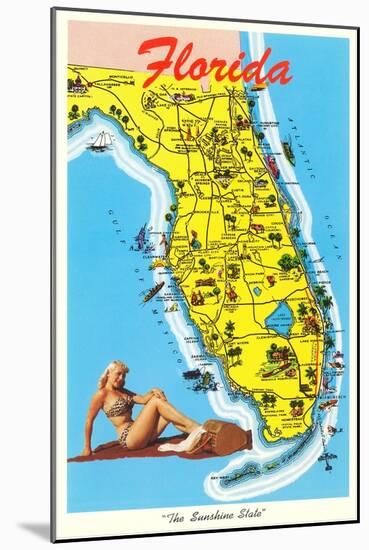 Florida Tourist Map-null-Mounted Art Print