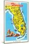 Florida Tourist Map-null-Mounted Art Print