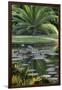 Florida, Tropical Vegetation, Flowering Water Lilies and Lush Palms-Judith Zimmerman-Framed Photographic Print