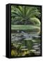 Florida, Tropical Vegetation, Flowering Water Lilies and Lush Palms-Judith Zimmerman-Framed Stretched Canvas