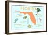 Florida - Typography and Icons-Lantern Press-Framed Premium Giclee Print