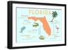 Florida - Typography and Icons-Lantern Press-Framed Premium Giclee Print