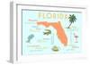 Florida - Typography and Icons-Lantern Press-Framed Premium Giclee Print