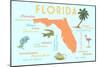 Florida - Typography and Icons-Lantern Press-Mounted Premium Giclee Print