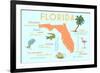 Florida - Typography and Icons-Lantern Press-Framed Art Print