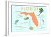 Florida - Typography and Icons-Lantern Press-Framed Art Print